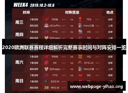 2020欧洲联赛赛程详细解析完整赛事时间与对阵安排一览 2020欧洲联赛赛程详细解析完整赛事时间与对阵安排一览